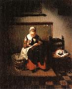 MAES, Nicolaes A Young Woman Sewing oil painting